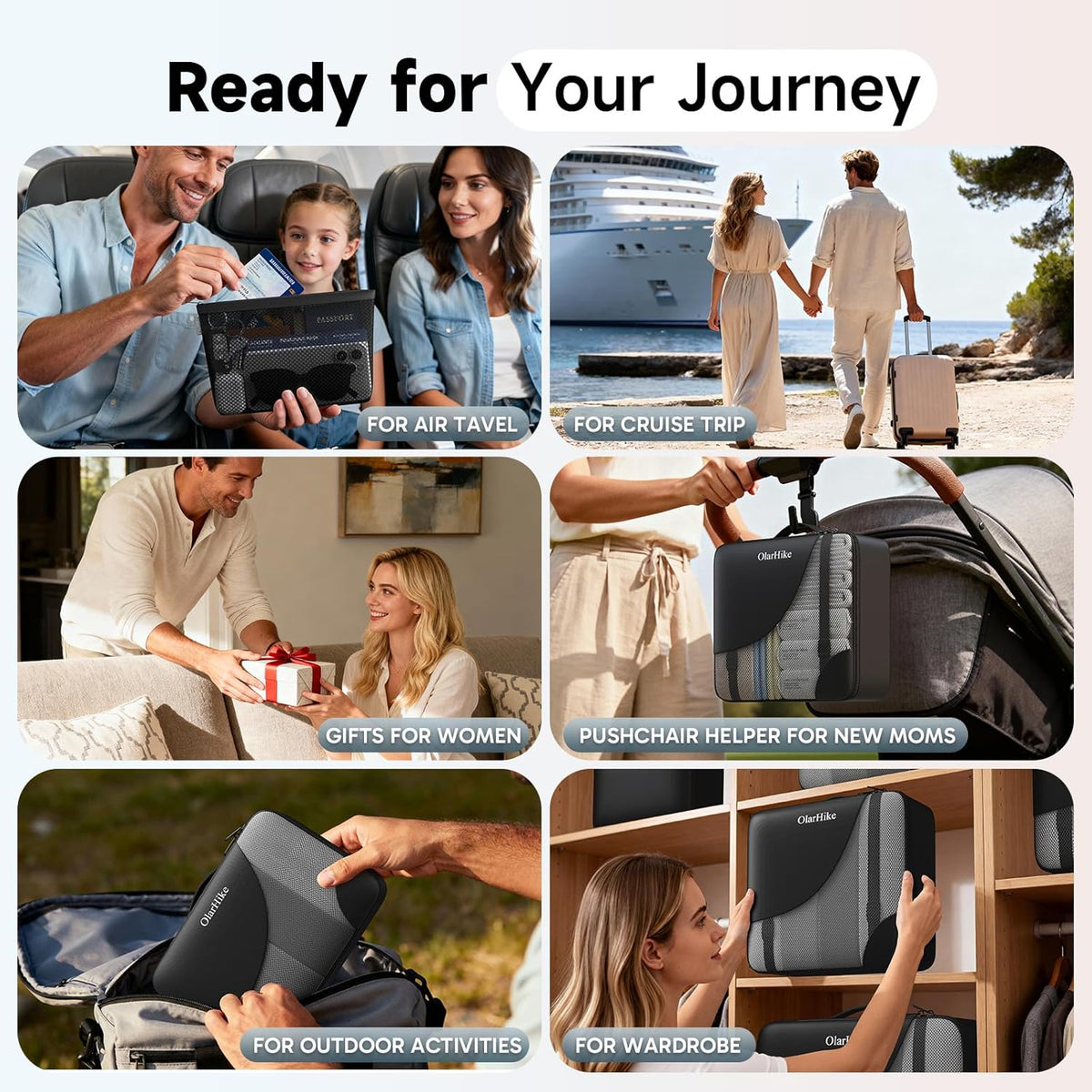 10 Set Packing Cubes for Travel,Gifts for Women Mom,Anti-Tearing Suitcase Organizer,with Over 1000 pcs Mesh Holes,Vacation Essentials & Accessories for Cruise Ship
