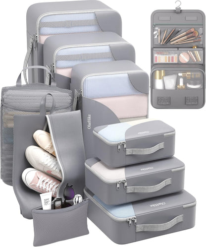 10 Set Packing Cubes for Travel,Gifts for Women Mom,Anti-Tearing Suitcase Organizer,with Over 1000 pcs Mesh Holes,Vacation Essentials & Accessories for Cruise Ship