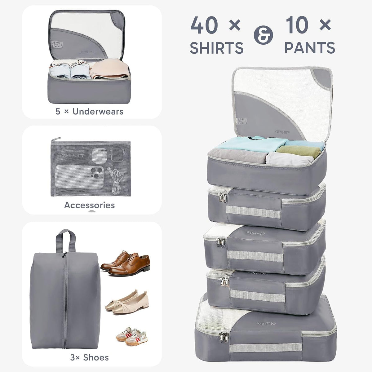 10 Set Packing Cubes for Travel,Gifts for Women Mom,Anti-Tearing Suitcase Organizer,with Over 1000 pcs Mesh Holes,Vacation Essentials & Accessories for Cruise Ship