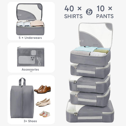 10 Set Packing Cubes for Travel,Gifts for Women Mom,Anti-Tearing Suitcase Organizer,with Over 1000 pcs Mesh Holes,Vacation Essentials & Accessories for Cruise Ship
