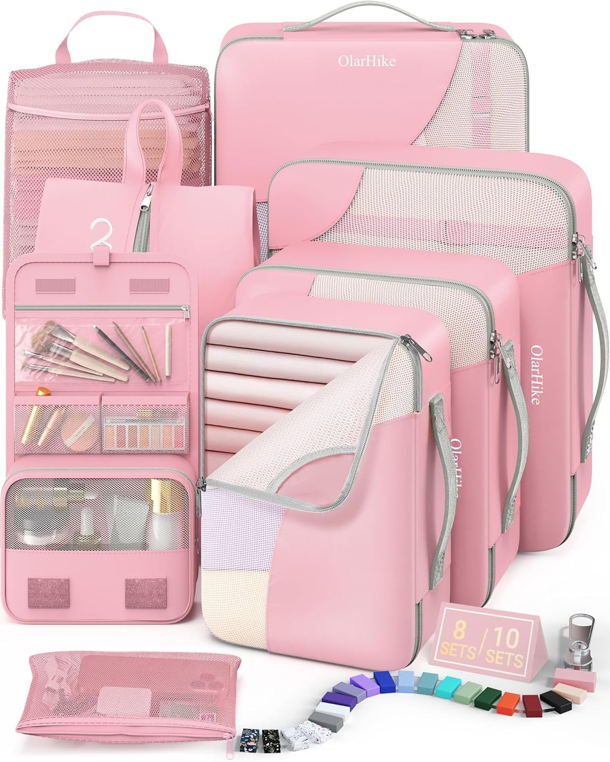 10 Set Packing Cubes for Travel,Gifts for Women Mom,Anti-Tearing Suitcase Organizer,with Over 1000 pcs Mesh Holes,Vacation Essentials & Accessories for Cruise Ship