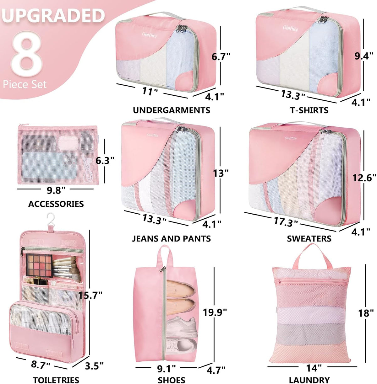 10 Set Packing Cubes for Travel,Gifts for Women Mom,Anti-Tearing Suitcase Organizer,with Over 1000 pcs Mesh Holes,Vacation Essentials & Accessories for Cruise Ship