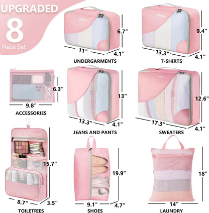10 Set Packing Cubes for Travel,Gifts for Women Mom,Anti-Tearing Suitcase Organizer,with Over 1000 pcs Mesh Holes,Vacation Essentials & Accessories for Cruise Ship