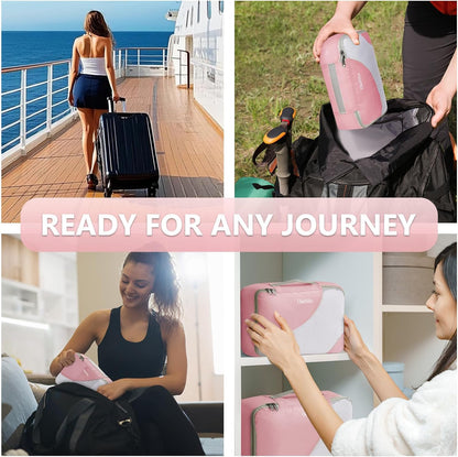 10 Set Packing Cubes for Travel,Gifts for Women Mom,Anti-Tearing Suitcase Organizer,with Over 1000 pcs Mesh Holes,Vacation Essentials & Accessories for Cruise Ship