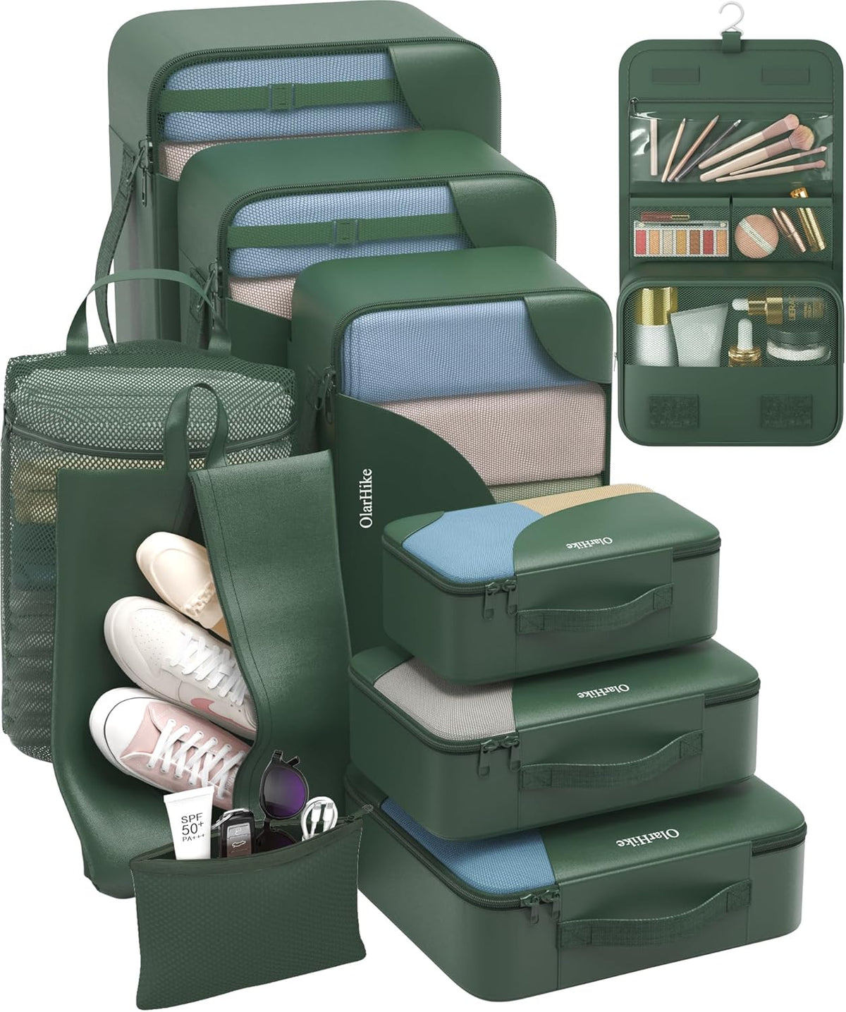 10 Set Packing Cubes for Travel,Gifts for Women Mom,Anti-Tearing Suitcase Organizer,with Over 1000 pcs Mesh Holes,Vacation Essentials & Accessories for Cruise Ship