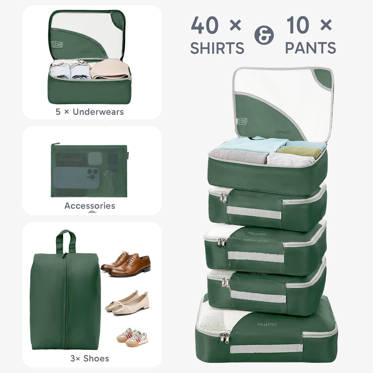 10 Set Packing Cubes for Travel,Gifts for Women Mom,Anti-Tearing Suitcase Organizer,with Over 1000 pcs Mesh Holes,Vacation Essentials & Accessories for Cruise Ship
