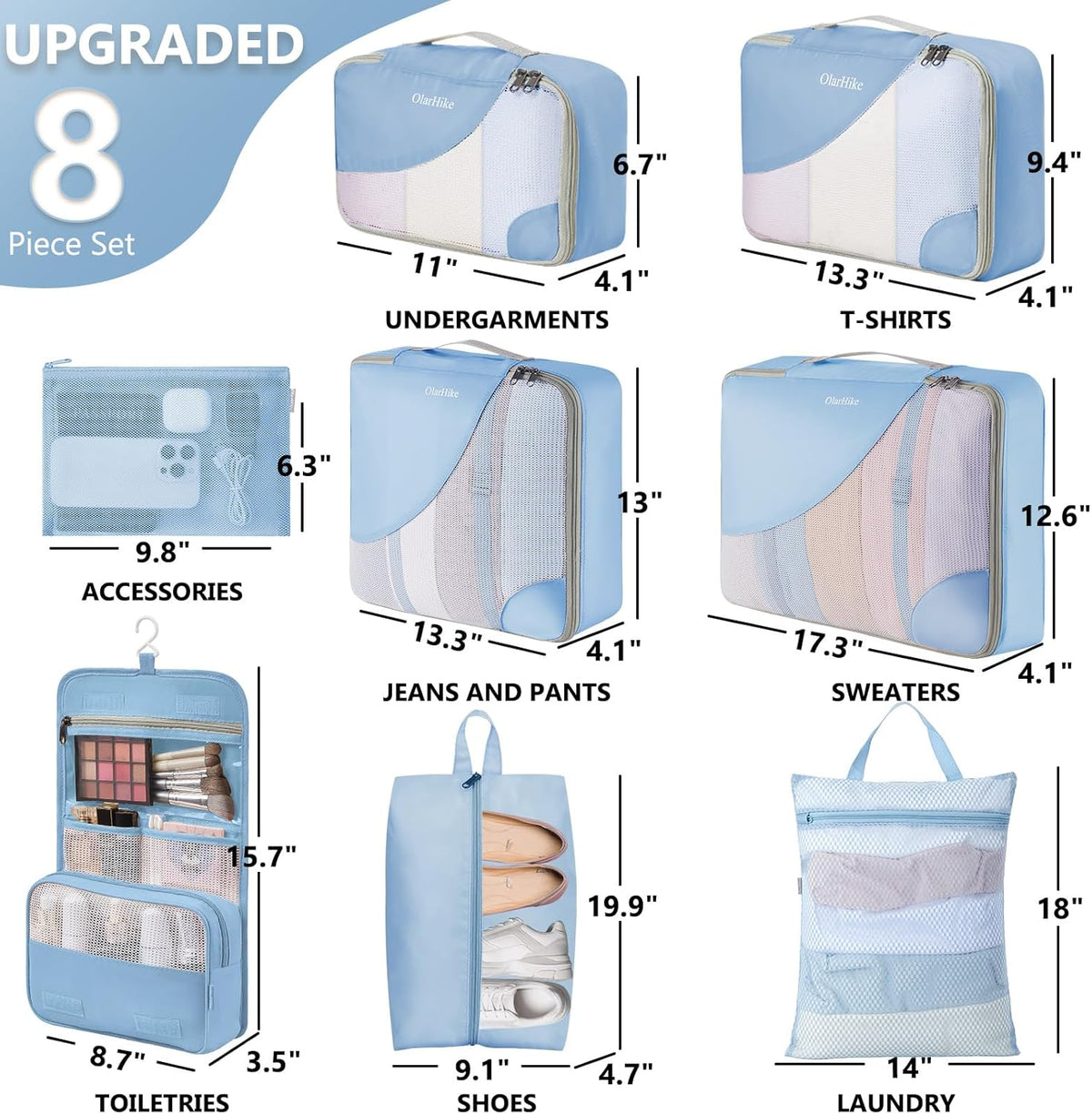 10 Set Packing Cubes for Travel,Gifts for Women Mom,Anti-Tearing Suitcase Organizer,with Over 1000 pcs Mesh Holes,Vacation Essentials & Accessories for Cruise Ship