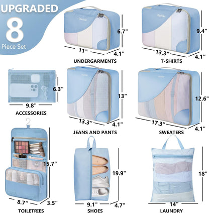 10 Set Packing Cubes for Travel,Gifts for Women Mom,Anti-Tearing Suitcase Organizer,with Over 1000 pcs Mesh Holes,Vacation Essentials & Accessories for Cruise Ship