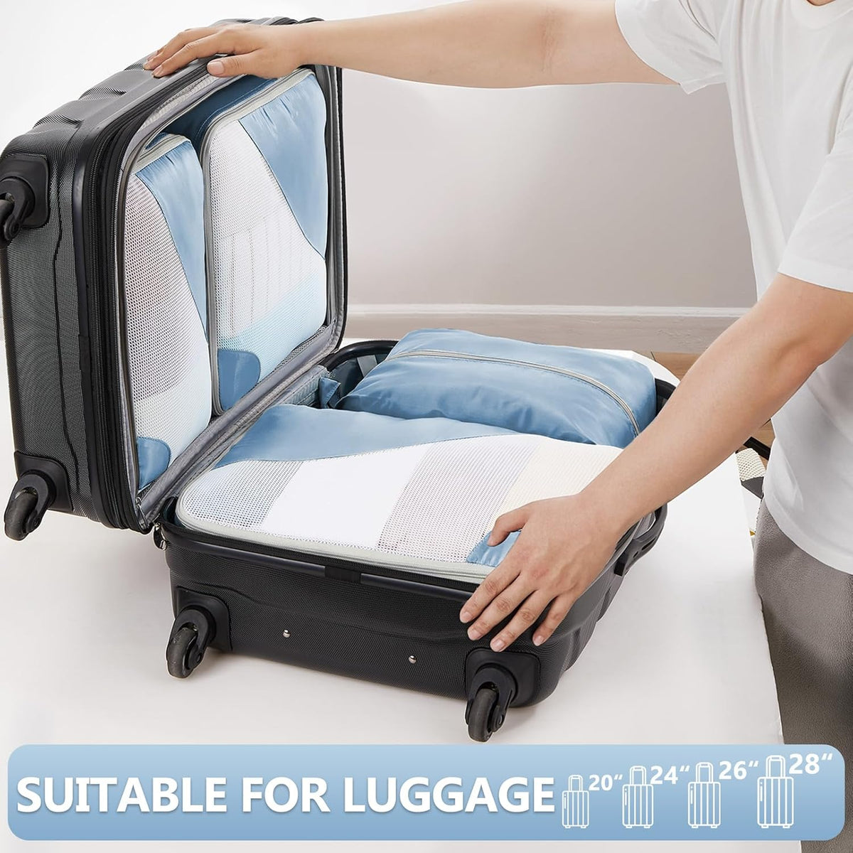 10 Set Packing Cubes for Travel,Gifts for Women Mom,Anti-Tearing Suitcase Organizer,with Over 1000 pcs Mesh Holes,Vacation Essentials & Accessories for Cruise Ship