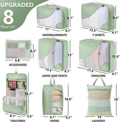 10 Set Packing Cubes for Travel,Gifts for Women Mom,Anti-Tearing Suitcase Organizer,with Over 1000 pcs Mesh Holes,Vacation Essentials & Accessories for Cruise Ship