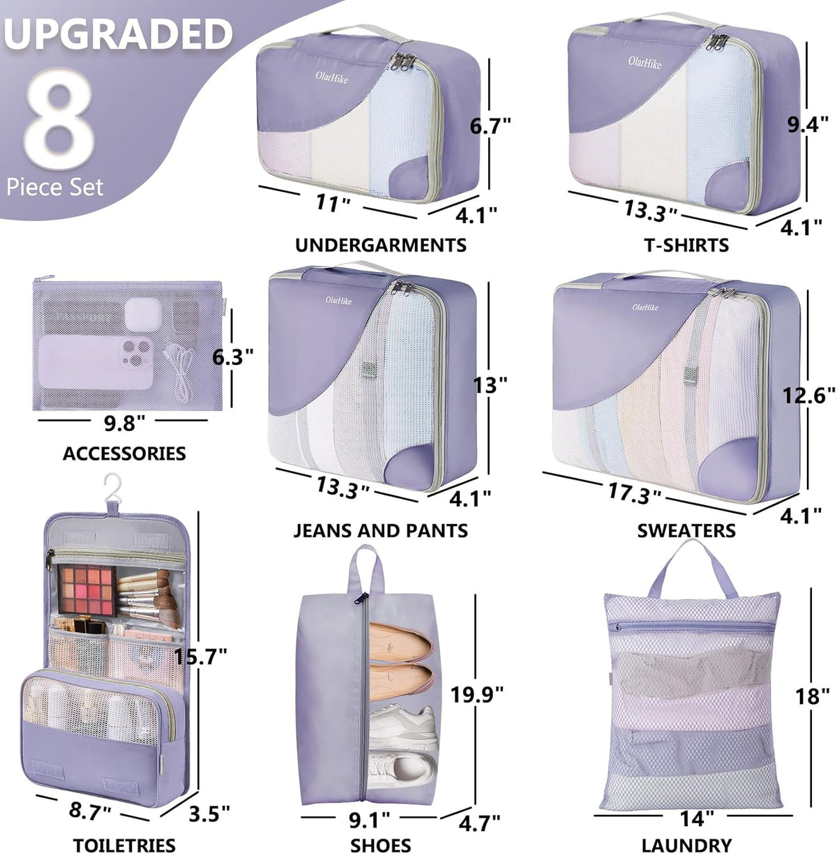 10 Set Packing Cubes for Travel,Gifts for Women Mom,Anti-Tearing Suitcase Organizer,with Over 1000 pcs Mesh Holes,Vacation Essentials & Accessories for Cruise Ship