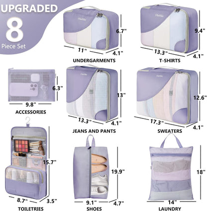 10 Set Packing Cubes for Travel,Gifts for Women Mom,Anti-Tearing Suitcase Organizer,with Over 1000 pcs Mesh Holes,Vacation Essentials & Accessories for Cruise Ship