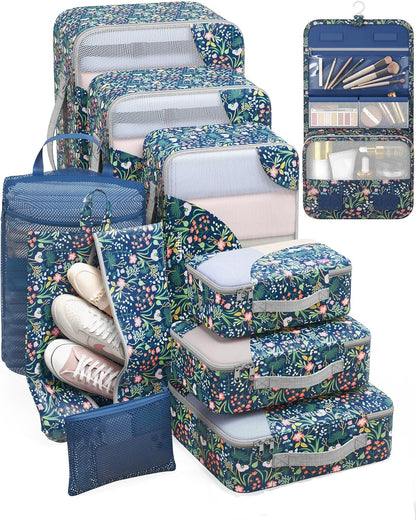 10 Set Packing Cubes for Travel,Gifts for Women Mom,Anti-Tearing Suitcase Organizer,with Over 1000 pcs Mesh Holes,Vacation Essentials & Accessories for Cruise Ship