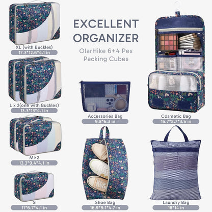 10 Set Packing Cubes for Travel,Gifts for Women Mom,Anti-Tearing Suitcase Organizer,with Over 1000 pcs Mesh Holes,Vacation Essentials & Accessories for Cruise Ship