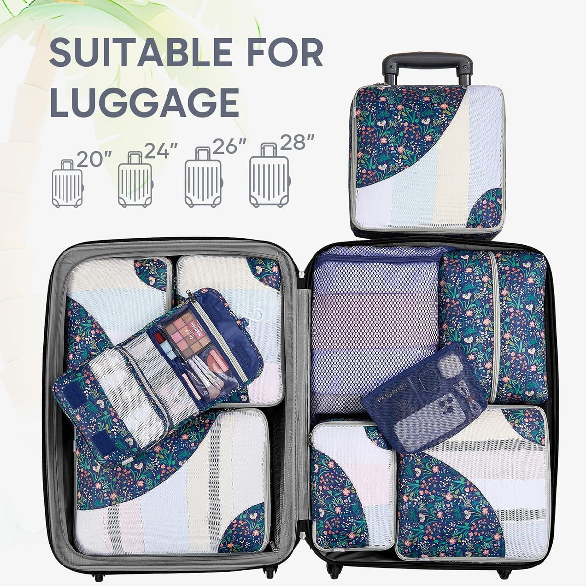 10 Set Packing Cubes for Travel,Gifts for Women Mom,Anti-Tearing Suitcase Organizer,with Over 1000 pcs Mesh Holes,Vacation Essentials & Accessories for Cruise Ship