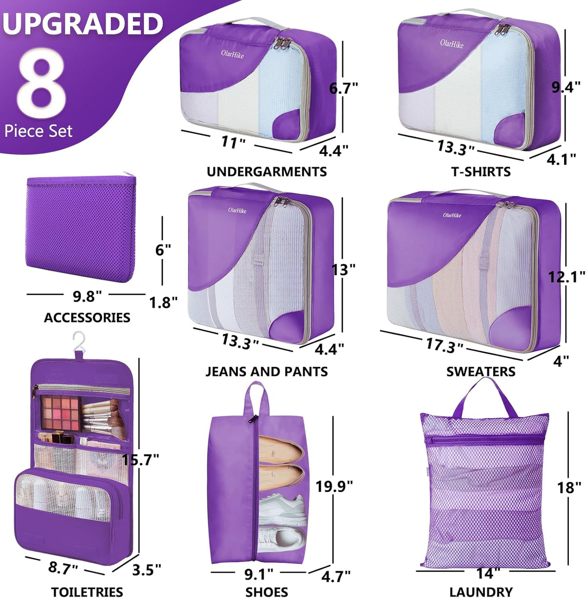 10 Set Packing Cubes for Travel,Gifts for Women Mom,Anti-Tearing Suitcase Organizer,with Over 1000 pcs Mesh Holes,Vacation Essentials & Accessories for Cruise Ship