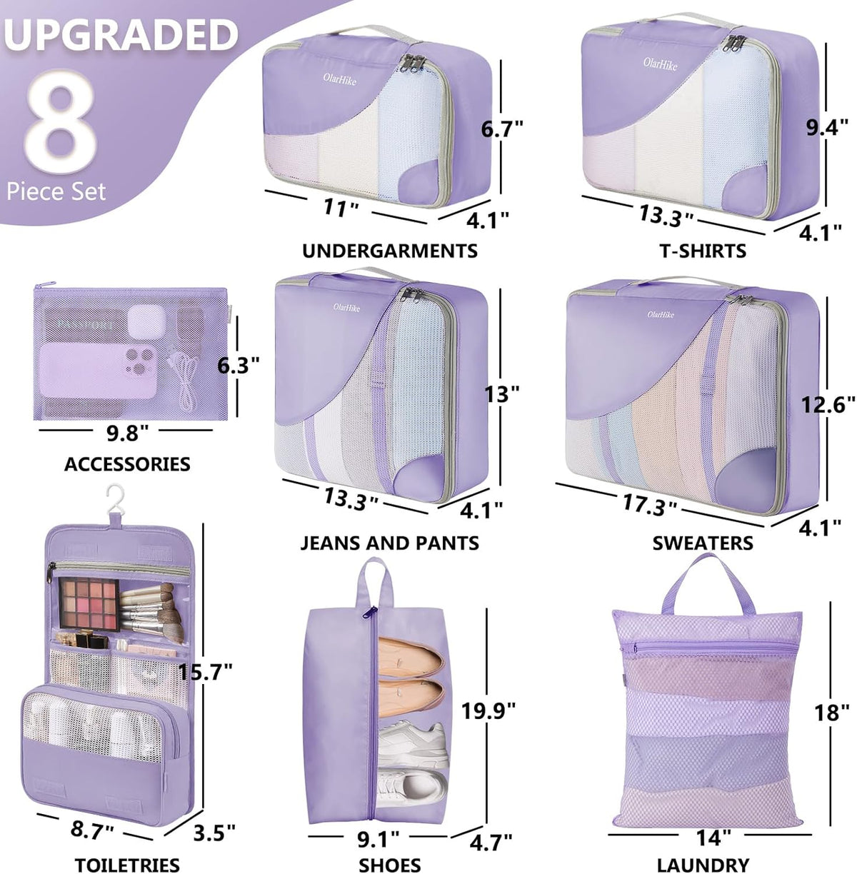 10 Set Packing Cubes for Travel,Gifts for Women Mom,Anti-Tearing Suitcase Organizer,with Over 1000 pcs Mesh Holes,Vacation Essentials & Accessories for Cruise Ship