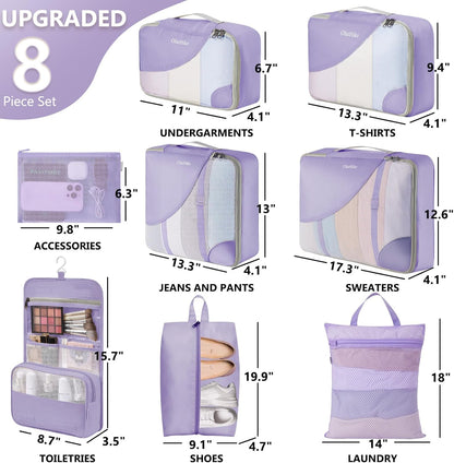 10 Set Packing Cubes for Travel,Gifts for Women Mom,Anti-Tearing Suitcase Organizer,with Over 1000 pcs Mesh Holes,Vacation Essentials & Accessories for Cruise Ship