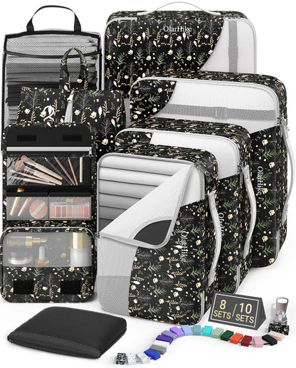 10 Set Packing Cubes for Travel,Gifts for Women Mom,Anti-Tearing Suitcase Organizer,with Over 1000 pcs Mesh Holes,Vacation Essentials & Accessories for Cruise Ship
