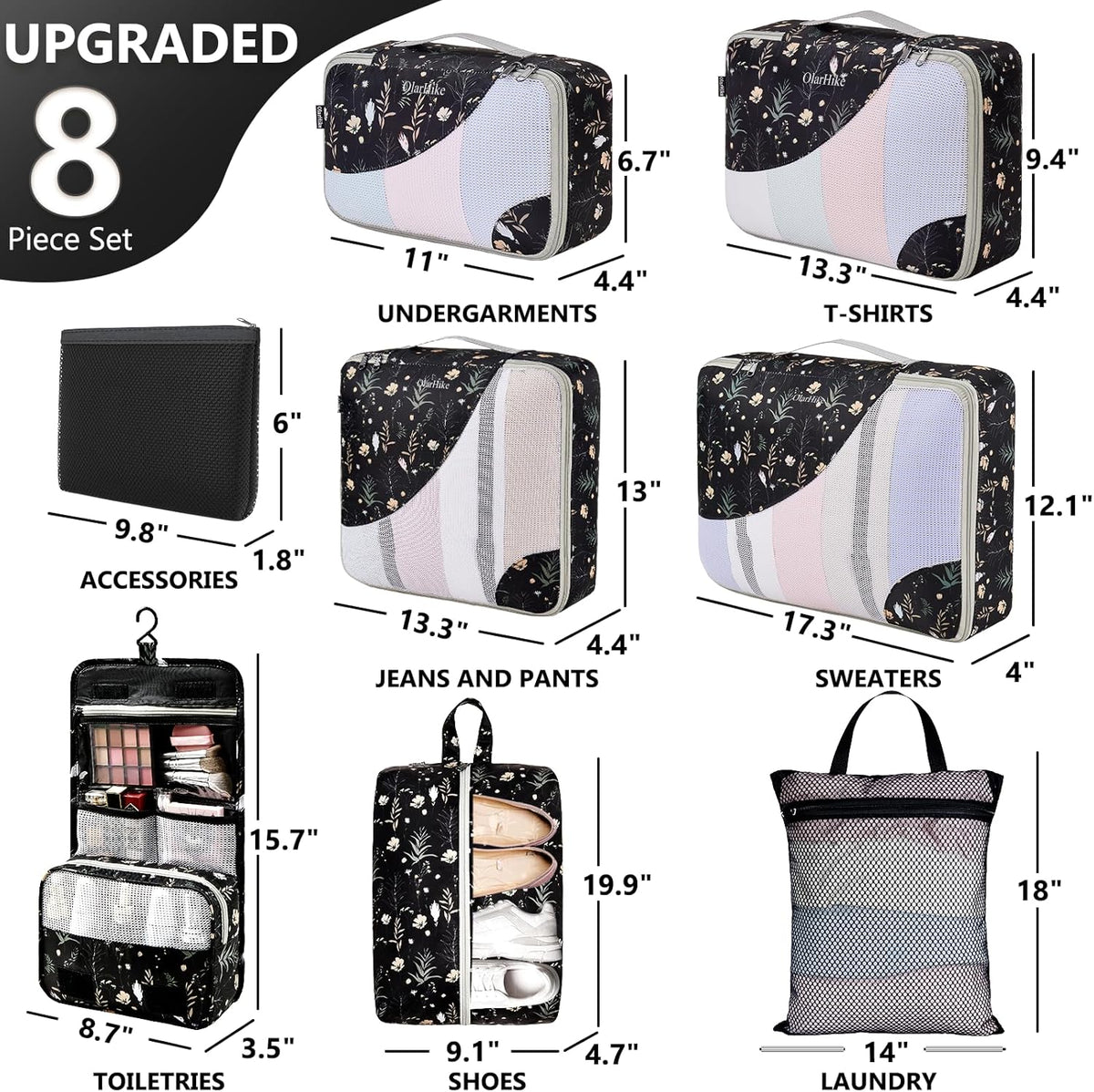 10 Set Packing Cubes for Travel,Gifts for Women Mom,Anti-Tearing Suitcase Organizer,with Over 1000 pcs Mesh Holes,Vacation Essentials & Accessories for Cruise Ship
