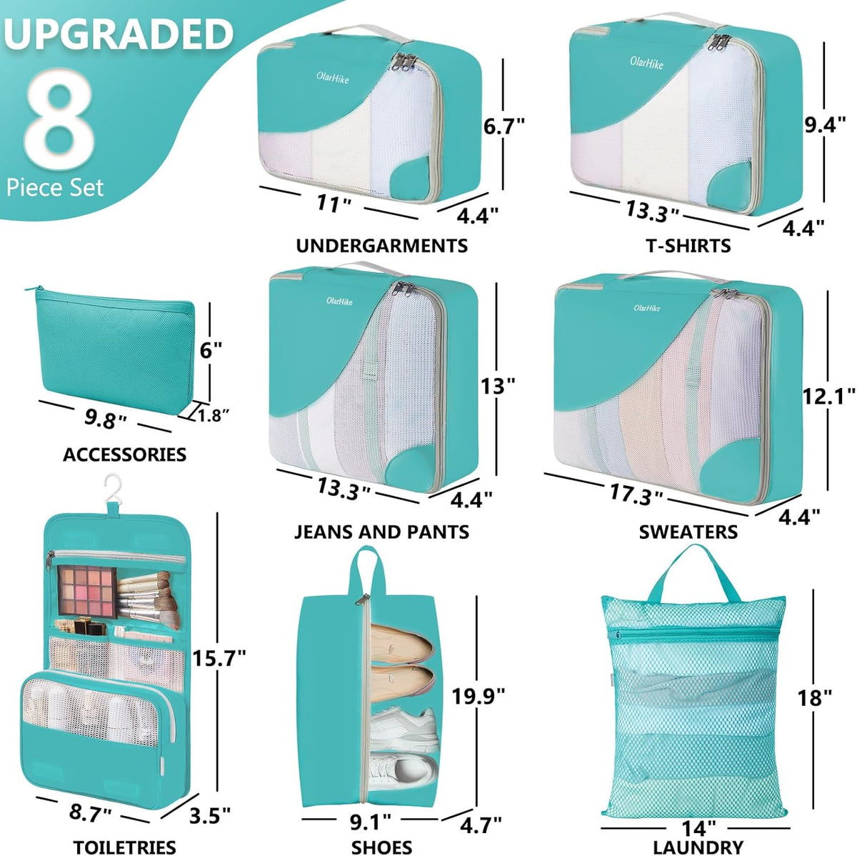 10 Set Packing Cubes for Travel,Gifts for Women Mom,Anti-Tearing Suitcase Organizer,with Over 1000 pcs Mesh Holes,Vacation Essentials & Accessories for Cruise Ship
