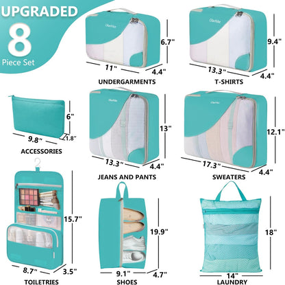 10 Set Packing Cubes for Travel,Gifts for Women Mom,Anti-Tearing Suitcase Organizer,with Over 1000 pcs Mesh Holes,Vacation Essentials & Accessories for Cruise Ship
