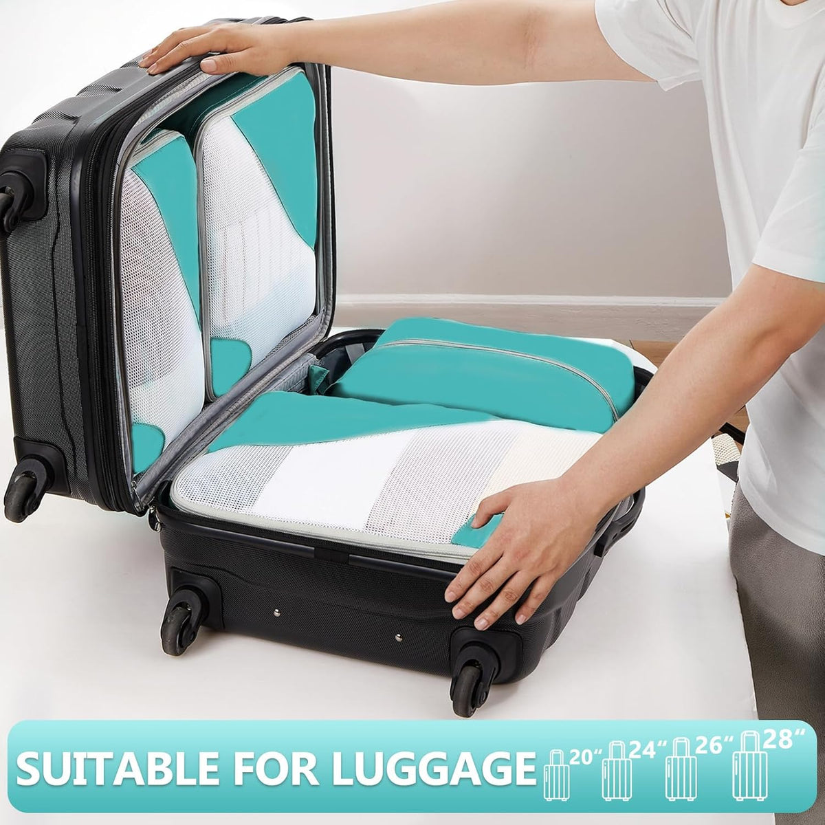 10 Set Packing Cubes for Travel,Gifts for Women Mom,Anti-Tearing Suitcase Organizer,with Over 1000 pcs Mesh Holes,Vacation Essentials & Accessories for Cruise Ship
