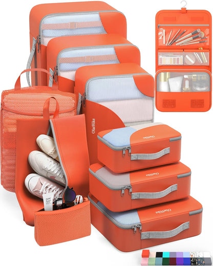 10 Set Packing Cubes for Travel,Gifts for Women Mom,Anti-Tearing Suitcase Organizer,with Over 1000 pcs Mesh Holes,Vacation Essentials & Accessories for Cruise Ship