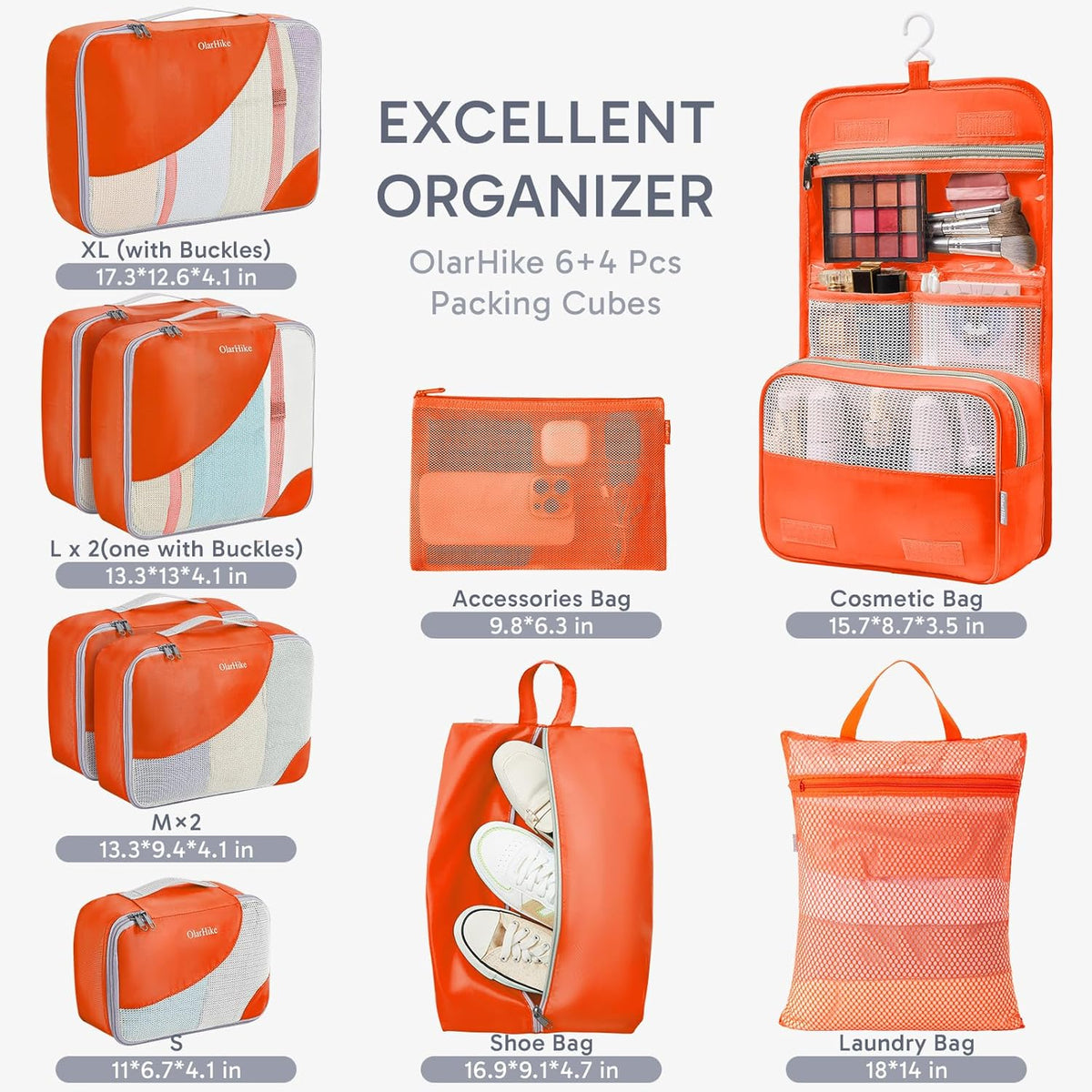10 Set Packing Cubes for Travel,Gifts for Women Mom,Anti-Tearing Suitcase Organizer,with Over 1000 pcs Mesh Holes,Vacation Essentials & Accessories for Cruise Ship