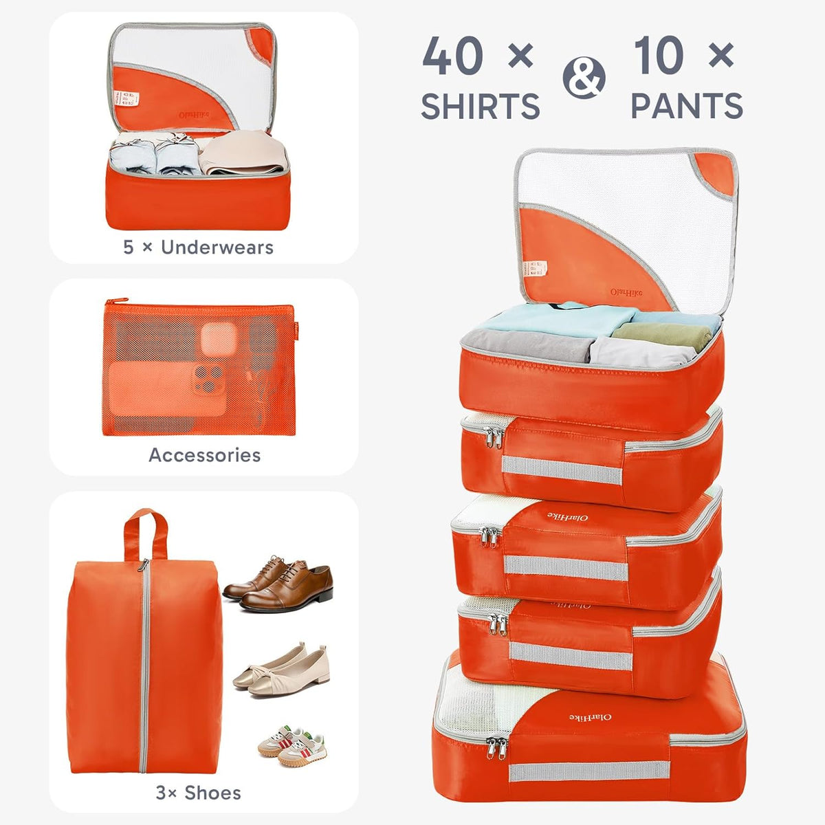 10 Set Packing Cubes for Travel,Gifts for Women Mom,Anti-Tearing Suitcase Organizer,with Over 1000 pcs Mesh Holes,Vacation Essentials & Accessories for Cruise Ship