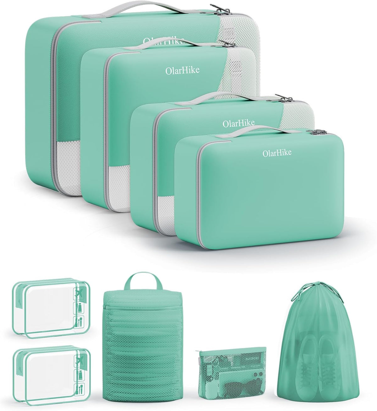 10 Set Packing Cubes for Travel,Gifts for Women Mom,Anti-Tearing Suitcase Organizer,with Over 1000 pcs Mesh Holes,Vacation Essentials & Accessories for Cruise Ship