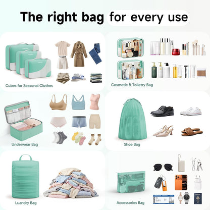10 Set Packing Cubes for Travel,Gifts for Women Mom,Anti-Tearing Suitcase Organizer,with Over 1000 pcs Mesh Holes,Vacation Essentials & Accessories for Cruise Ship