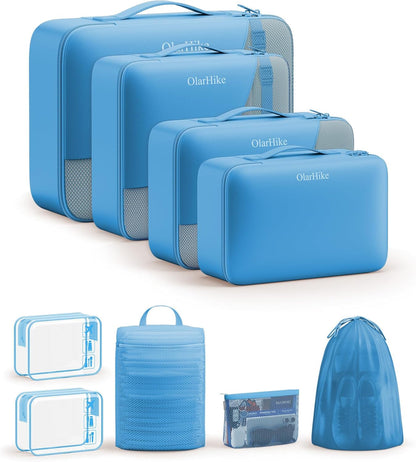 10 Set Packing Cubes for Travel,Gifts for Women Mom,Anti-Tearing Suitcase Organizer,with Over 1000 pcs Mesh Holes,Vacation Essentials & Accessories for Cruise Ship