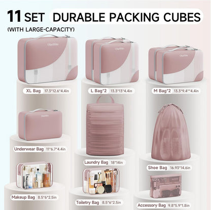 10 Set Packing Cubes for Travel,Gifts for Women Mom,Anti-Tearing Suitcase Organizer,with Over 1000 pcs Mesh Holes,Vacation Essentials & Accessories for Cruise Ship