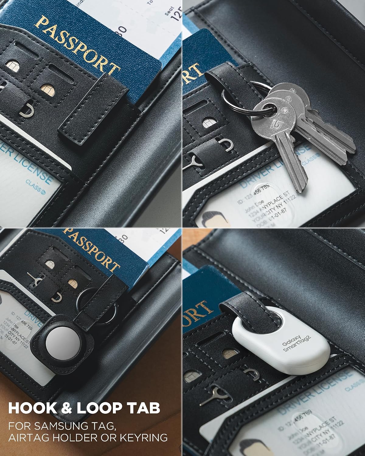 RFID Blocking Leather Passport & Card Holder, Dual Person Travel Passport Wallet with Secure Magnetic Closure, Green