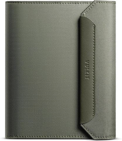 RFID Blocking Leather Passport & Card Holder, Dual Person Travel Passport Wallet with Secure Magnetic Closure, Green
