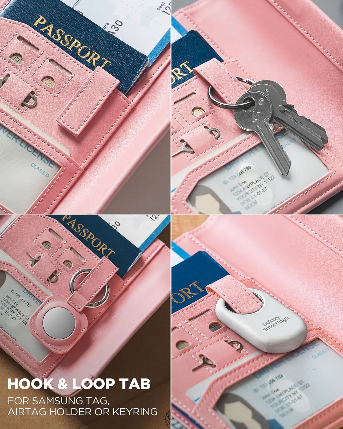 RFID Blocking Leather Passport & Card Holder, Dual Person Travel Passport Wallet with Secure Magnetic Closure, Green