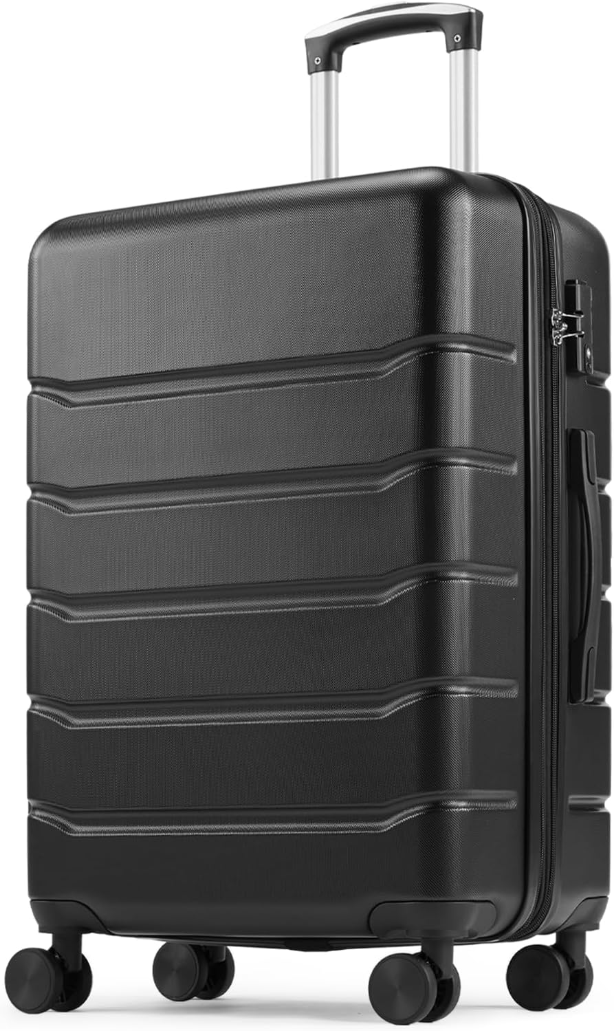 Carry on Luggage, Hard Shell ABS Suitcase with Double Spinner Wheels, Lightweight Expandable Rolling Suit Case with TSA Lock, 21 Inch Charcoal Black