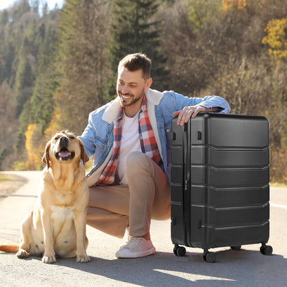 Carry on Luggage, Hard Shell ABS Suitcase with Double Spinner Wheels, Lightweight Expandable Rolling Suit Case with TSA Lock, 21 Inch Charcoal Black