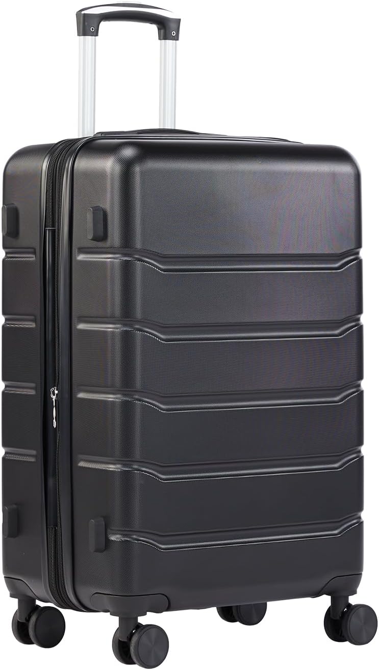 Carry on Luggage, Hard Shell ABS Suitcase with Double Spinner Wheels, Lightweight Expandable Rolling Suit Case with TSA Lock, 21 Inch Charcoal Black