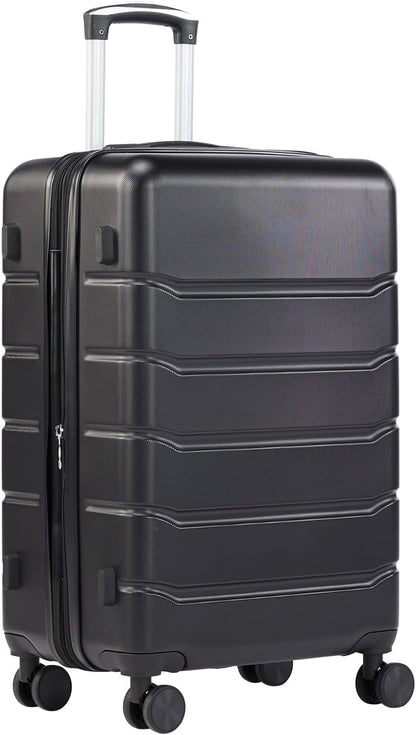 Carry on Luggage, Hard Shell ABS Suitcase with Double Spinner Wheels, Lightweight Expandable Rolling Suit Case with TSA Lock, 21 Inch Charcoal Black