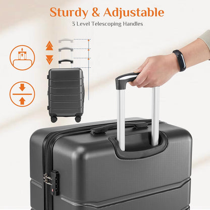 Carry on Luggage, Hard Shell ABS Suitcase with Double Spinner Wheels, Lightweight Expandable Rolling Suit Case with TSA Lock, 21 Inch Charcoal Black