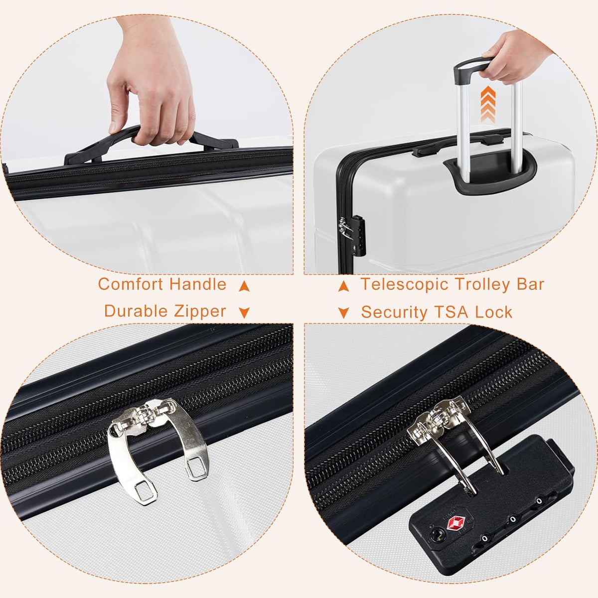 Carry on Luggage, Hard Shell ABS Suitcase with Double Spinner Wheels, Lightweight Expandable Rolling Suit Case with TSA Lock, 21 Inch Charcoal Black
