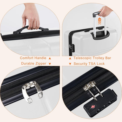 Carry on Luggage, Hard Shell ABS Suitcase with Double Spinner Wheels, Lightweight Expandable Rolling Suit Case with TSA Lock, 21 Inch Charcoal Black