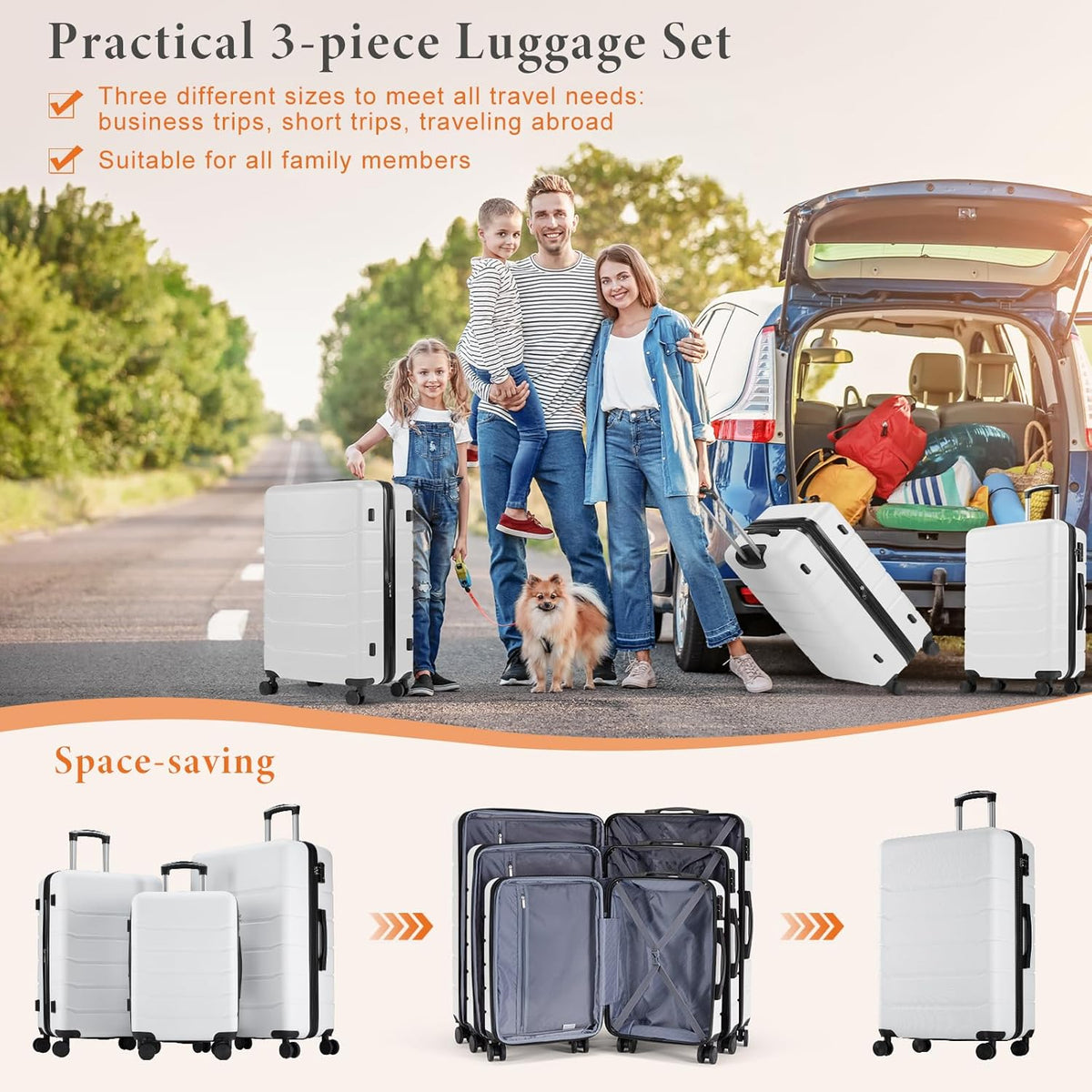 Carry on Luggage, Hard Shell ABS Suitcase with Double Spinner Wheels, Lightweight Expandable Rolling Suit Case with TSA Lock, 21 Inch Charcoal Black