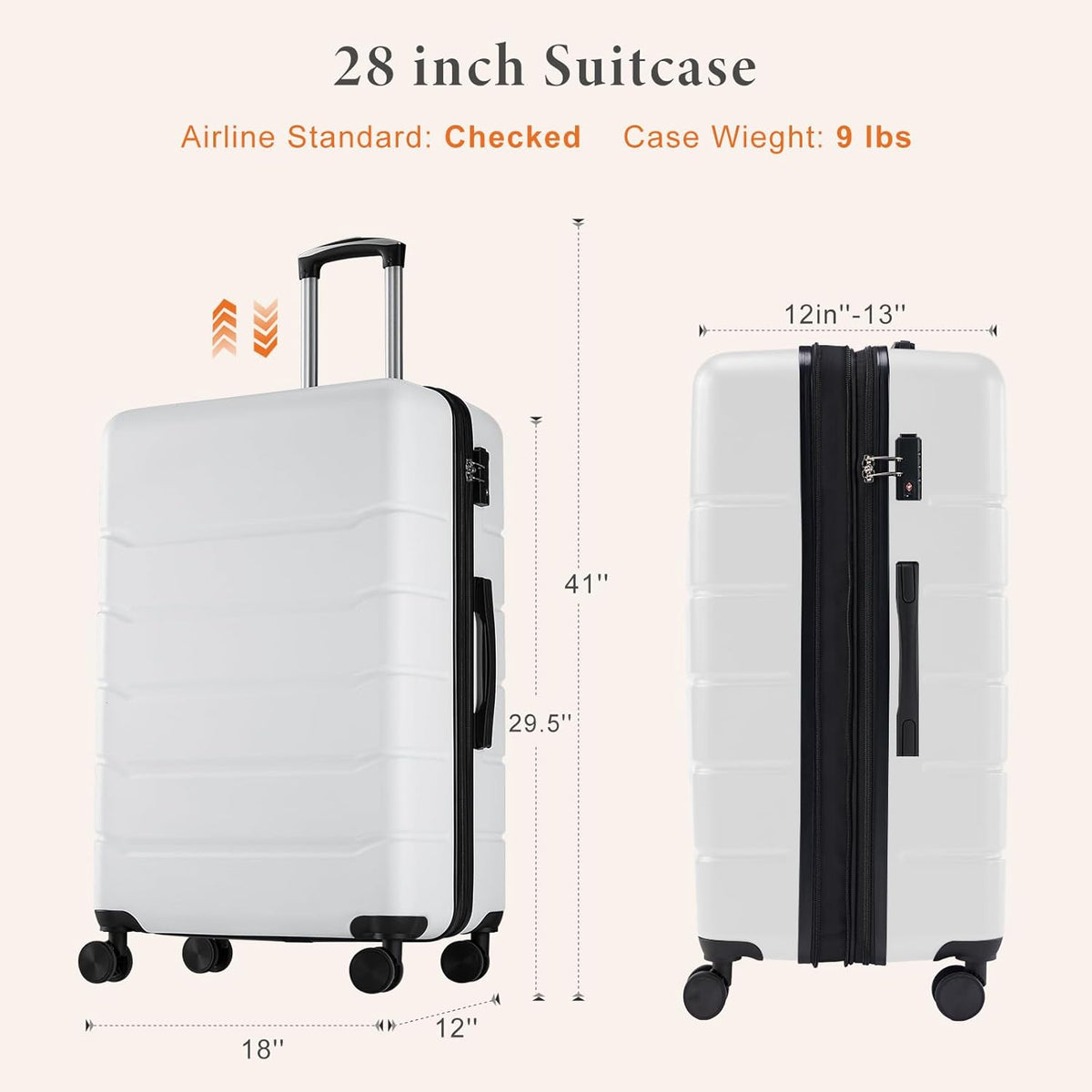 Carry on Luggage, Hard Shell ABS Suitcase with Double Spinner Wheels, Lightweight Expandable Rolling Suit Case with TSA Lock, 21 Inch Charcoal Black