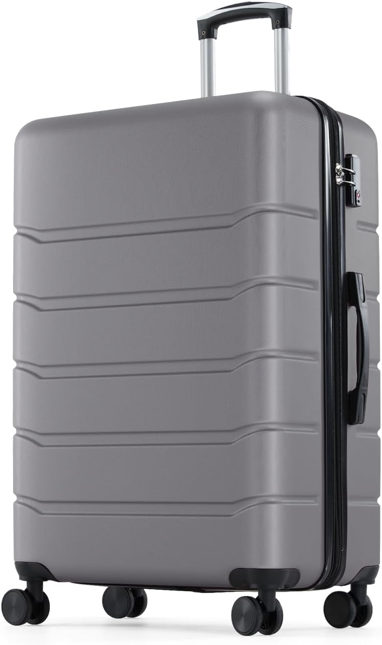 Carry on Luggage, Hard Shell ABS Suitcase with Double Spinner Wheels, Lightweight Expandable Rolling Suit Case with TSA Lock, 21 Inch Charcoal Black