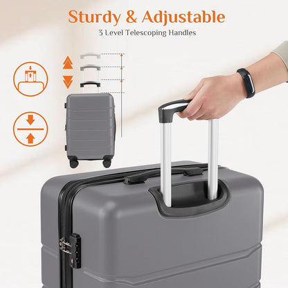 Carry on Luggage, Hard Shell ABS Suitcase with Double Spinner Wheels, Lightweight Expandable Rolling Suit Case with TSA Lock, 21 Inch Charcoal Black