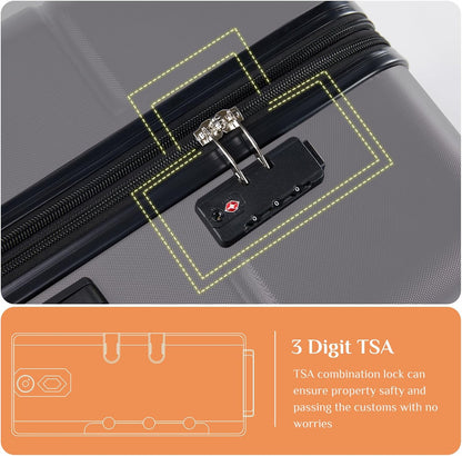 Carry on Luggage, Hard Shell ABS Suitcase with Double Spinner Wheels, Lightweight Expandable Rolling Suit Case with TSA Lock, 21 Inch Charcoal Black
