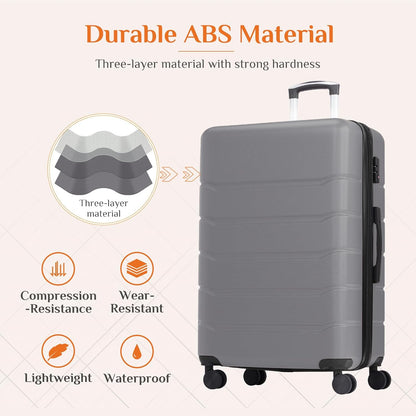 Carry on Luggage, Hard Shell ABS Suitcase with Double Spinner Wheels, Lightweight Expandable Rolling Suit Case with TSA Lock, 21 Inch Charcoal Black